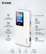 D-Link DWR-900V 5G Mi-Fi Router AX1800 Ultimate Portable WiFi 6 Mobile Hotspot with 10000mAh Battery Nano SIM & Power Bank - Image 2