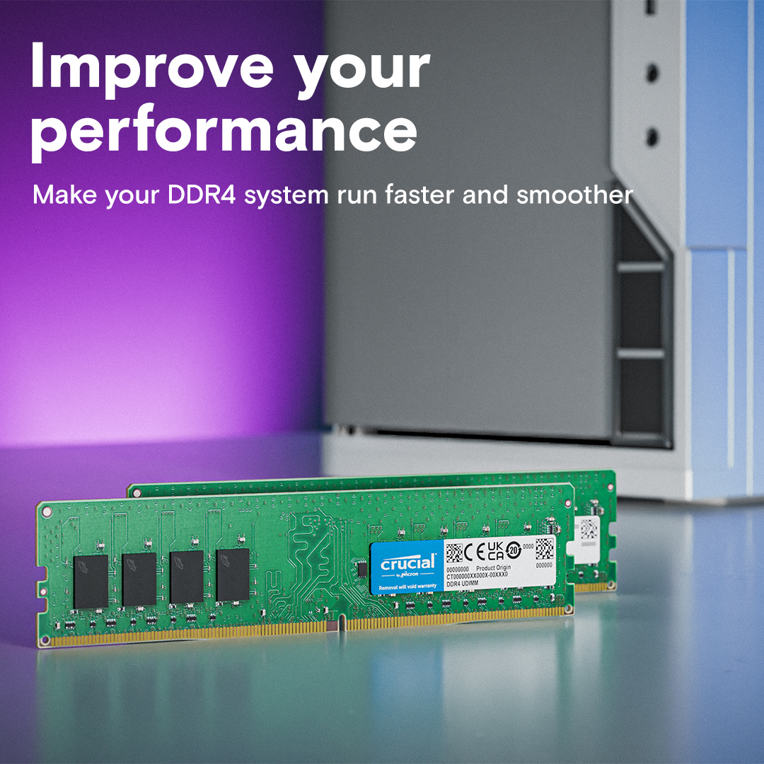 Crucial DDR4 Desktop Improve Your Performance Gallery Image 03 ( Crucial 8GB DDR4-3200 UDIMM RAM CB8GU3200 | Fast PC Speed Upgrade - Image 1