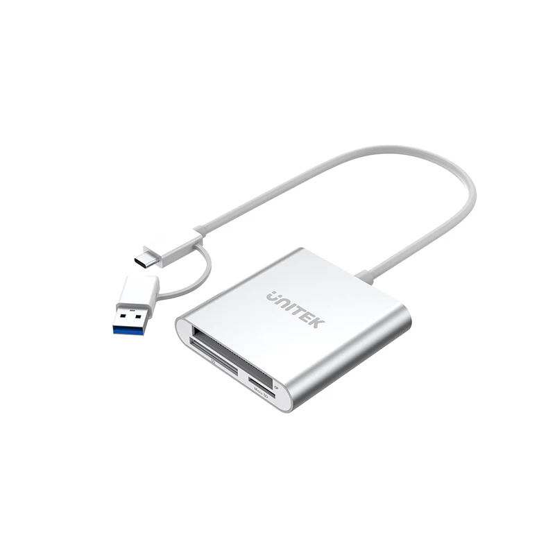 UNITEK_Y-9313D_3_Ports_USB3.0_Card_Reader_With_USB-C_Adapter_product_front Unitek Y-9313D