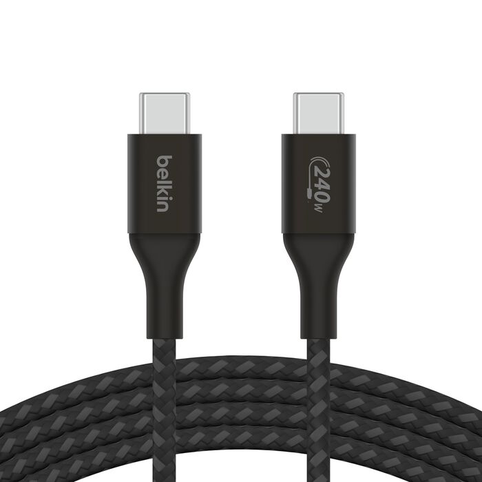 4281fddd49f46a7a_CAB015-BLK_100W_USB-CtoUSB-C-Braided_Front+Cable_WEB Belkin CAB015bt2MBK